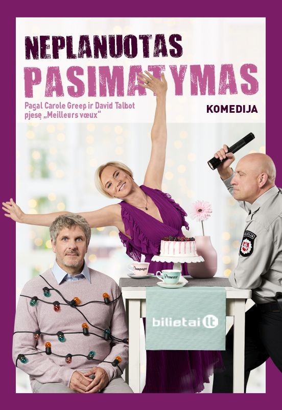Pirkti bilietus Komedija NEPLANUOTAS PASIMATYMAS | AKTORIŲ TEATRAS | Kaunas Kaunas, Kauno kultūros centro Girstučio padalinys Spalis 10