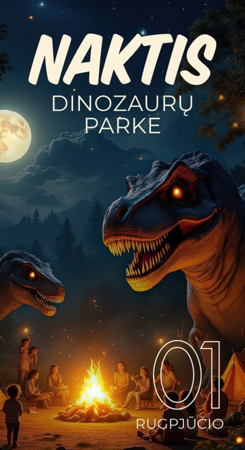 Купить билеты Naktis Dinozaurų parke Klaipėda, Dinozaurų parkas Dino.lt Radailiai Август 01-02