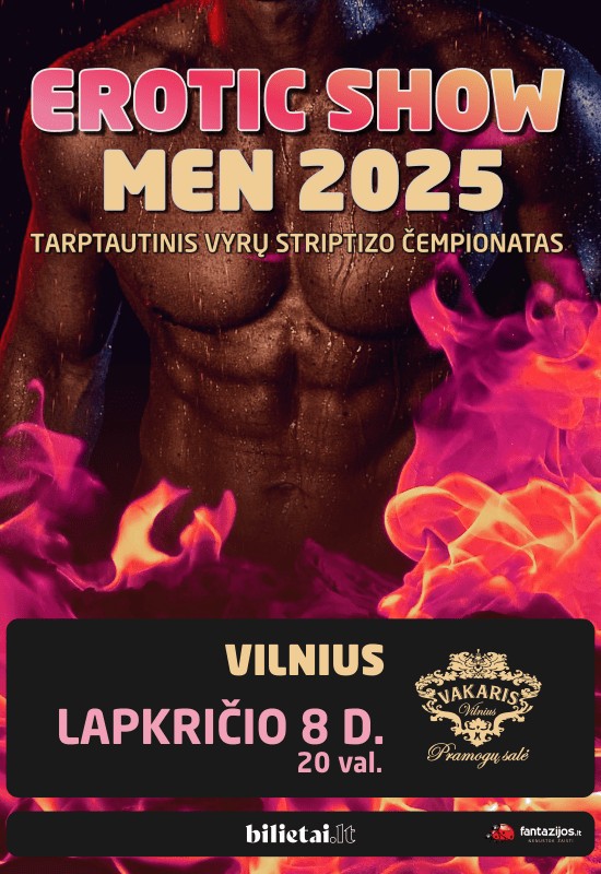 Купить билеты EROTICshowMEN 2025. Tarptautinis vyrų striptizo čempionatas | Vilnius Vilnius, Pramogų salė VAKARIS Ноябрь 08