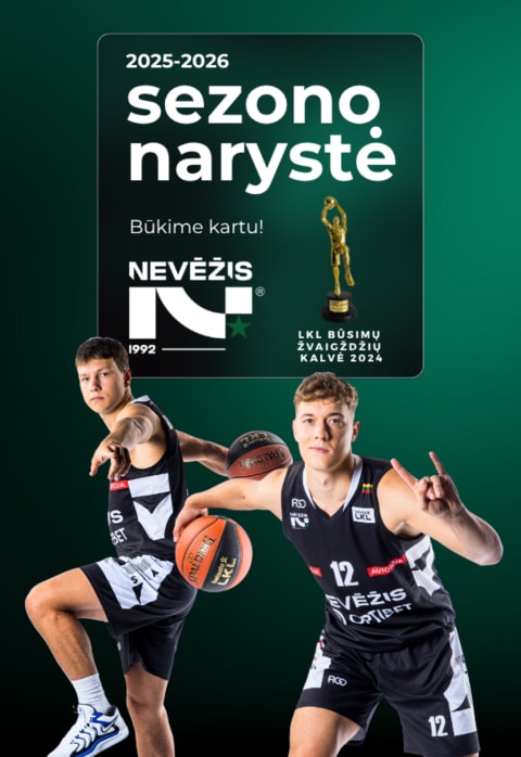 Buy tickets 2025–2026 m. krepšinio klubo NEVĖŽIS sezono abonementas Kėdainiai, Kėdainių arena September 01 - June 30