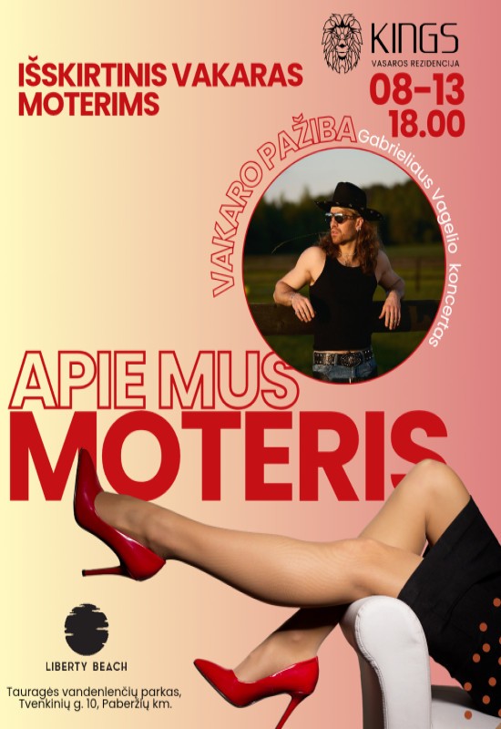 Buy tickets Pramoginis-motyvacinis renginys moterims su Gabrielio Vagelio koncertu! Tauragės seniūnija, Liberty Beach August 13