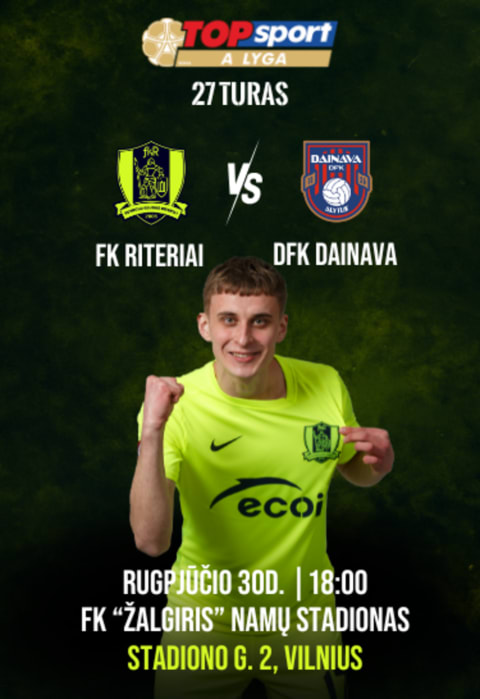 Pirkt biļetes FK „Riteriai“ – DFK „Dainava“ Vilnius, Žalgirio namų stadionas Augusts 30