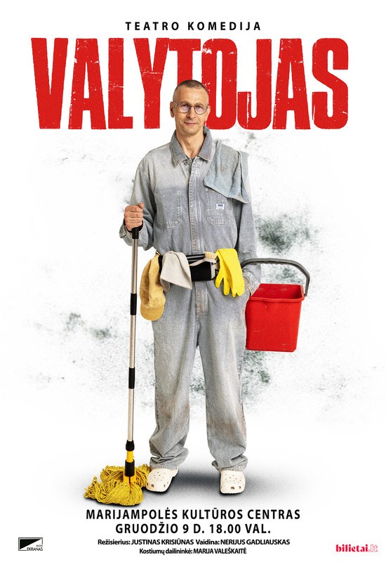 Pirkt biļetes PREMJERA! Monospektaklis VALYTOJAS | Marijampolė Marijampolė, Marijampolės kultūros centras Decembris 09