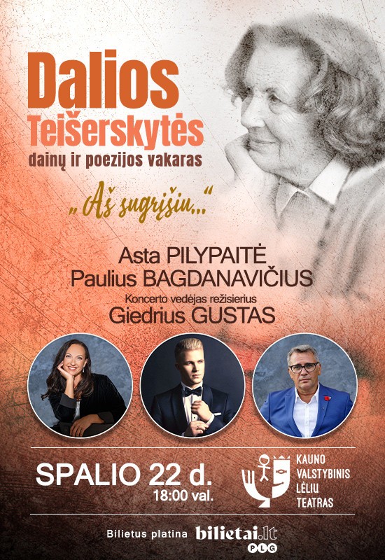 Pirkt biļetes Dalios Teišerskytės dainų ir poezijos vakaras 