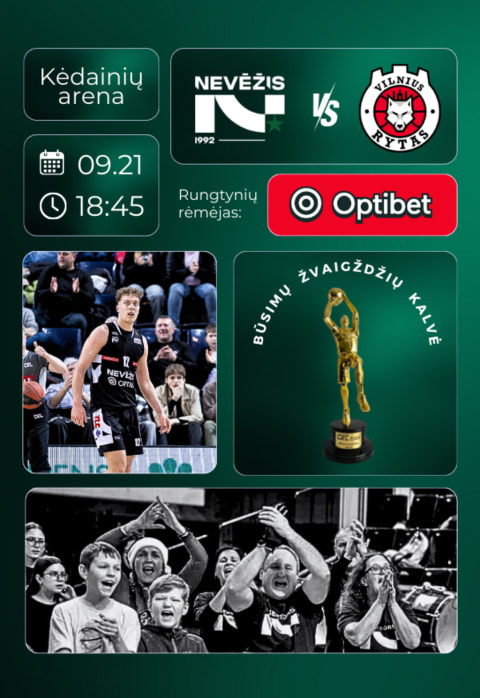 Pirkt biļetes LKL rungtynės: Kėdainių „Nevėžis“ – Vilniaus „RYTAS“ Kėdainiai, Kėdainių arena Septembris 21