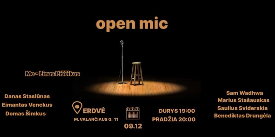 Pirkti bilietus Open mic KAUNAS Kaunas, Erdvė Rugsėjis 12