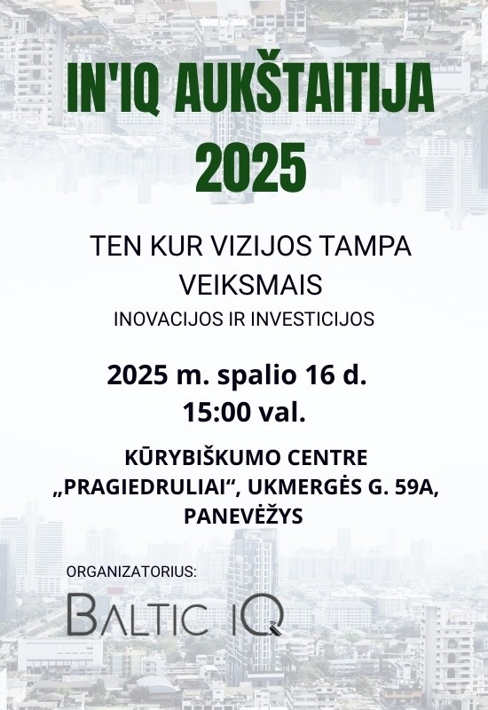 Купить билеты IN'IQ AUKŠTAITIJA 2025 Panevėžys, Panevėžio kūrybiškumo centras PRAGIEDRULIAI Октябрь 16