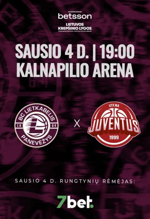 Pirkti bilietus LKL rungtynės: Panevėžio „Lietkabelis“ – Utenos „Juventus“ Panevėžys, Kalnapilio arena Sausis 04