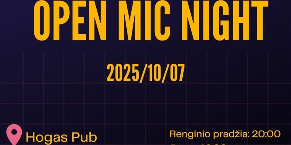 Pirkti bilietus Open Mic Vakaras Kaunas, Hogas Pub Spalis 07