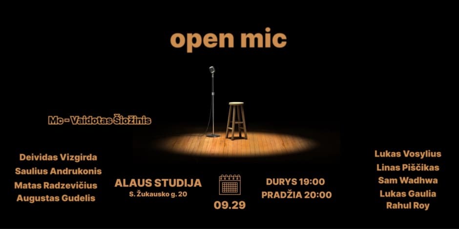 Pirkti bilietus Open mic Vilnius Vilnius, Alaus studija Rugsėjis 29