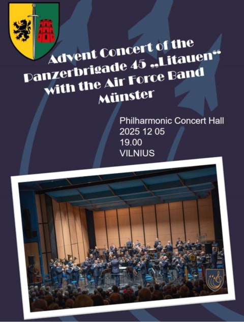 Pirkti bilietus Vokietijos 45.osios šarvuotosios brigados „Lietuva“ adventinis koncertas su Miunsterio Karinių oro pajėgų orkestru Vilnius, Lietuvos nacionalinė filharmonija Gruodis 05