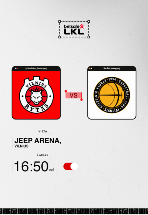 Pirkti bilietus Betsafe-LKL rungtynės: Vilniaus „Rytas“ – Šiaulių „Šiauliai – Casino Admiral“ Vilnius, JEEP arena Spalis 26