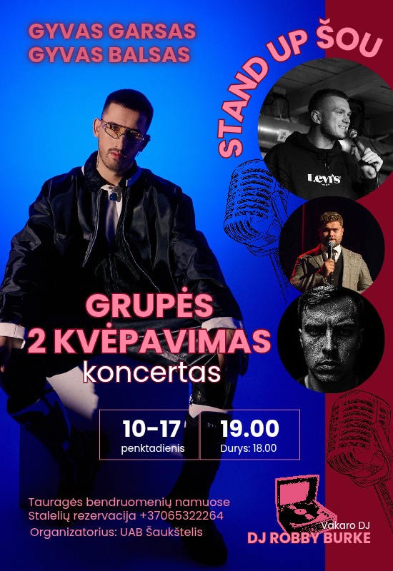 Pirkti bilietus Grupė 2Kvėpavimas ir stand up šou Tauragės miesto seniūnija, Tauragės bendruomenių namai Spalis 17