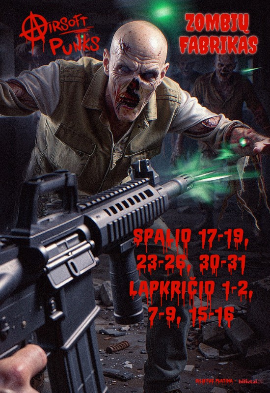 Pirkt biļetes Zombių Fabrikas | Dienos bilietas Vilnius, Buvusi Audėjo baldų gamykla Oktobris 18