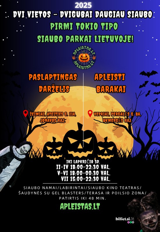 Pirkti bilietus Paslaptingas Darželis | Apleistas.lt  Helovyno Parkai Jonavos r., Paslaptingas Darželis Spalis 07 - Lapkritis 03