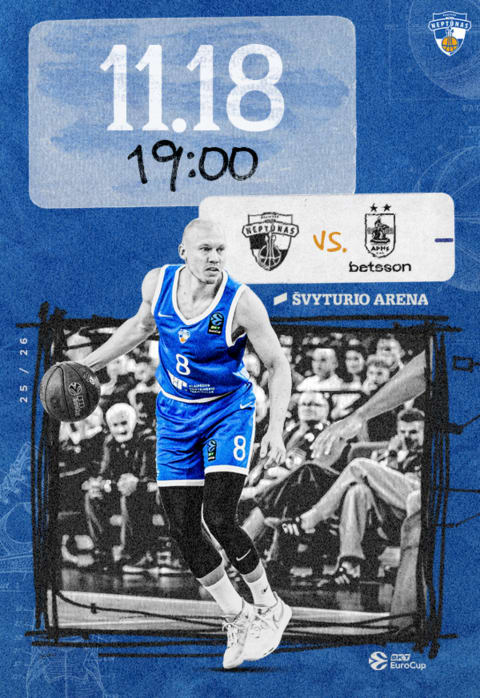 Pirkti bilietus BKT EuroCup: Klaipėdos „Neptūnas“ - Salonikų „Aris” Klaipėda, Klaipėdos Švyturio arena Lapkritis 18