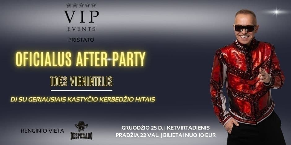 Pirkt biļetes Oficialus Kastyčio Kerbedžio koncerto AFTER PARTY Panevėžys, Desperado Decembris 25