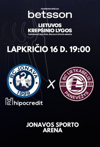 Buy tickets Jonava Hipocredit - KK Lietkabelis Jonava, Jonavos sporto arena November 16