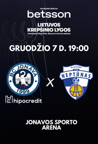 Pirkti bilietus Jonava Hipocredit - Neptūnas Jonava, Jonavos sporto arena Gruodis 07