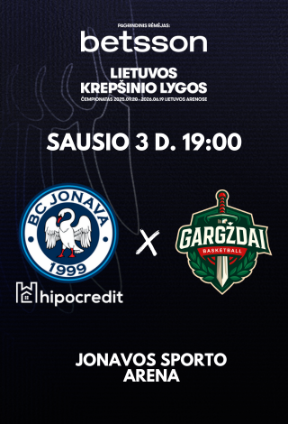 Pirkti bilietus Jonava Hipocredit - Gargždai Jonava, Jonavos sporto arena Sausis 03