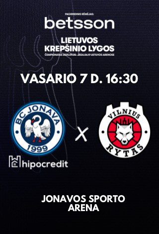 Pirkt biļetes Jonava Hipocredit - Rytas (pakeistas laikas) Jonava, Jonavos sporto arena Februāris 07