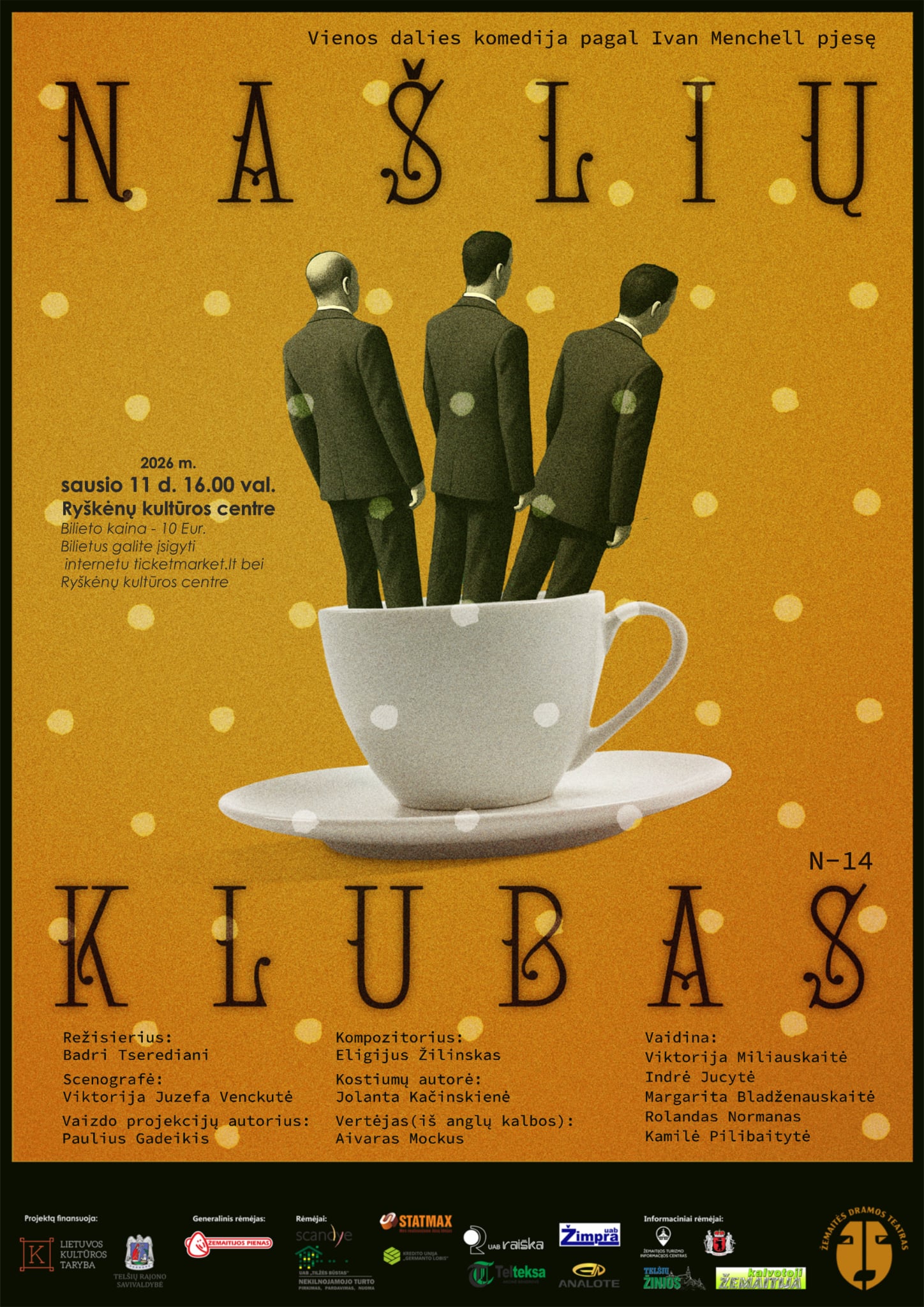 Pirkti bilietus PREMJERA „Našlių klubas“ | rež. B.Tserediani Ryškėnai, Ryškėnų kultūros centras Sausis 11