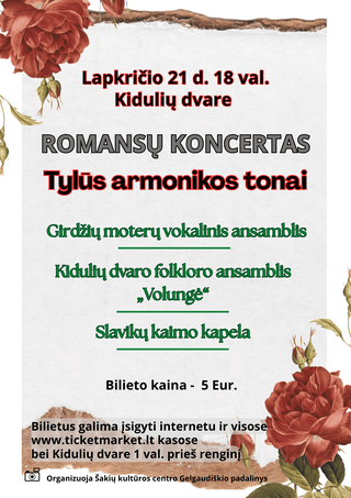 Pirkti bilietus Romansų koncertas „Tylūs armonikos tonai“ Kiduliai, Kidulių dvaras Lapkritis 21