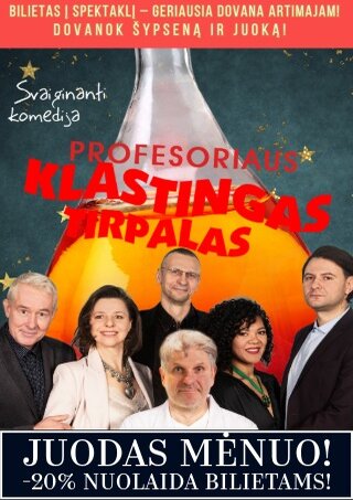 Buy tickets Pakeista data. Svaiginanti komedija „Profesoriaus klastingas tirpalas“ Utena, Utenos kultūros centras December 01