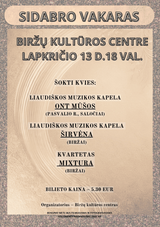 Pirkti bilietus Šokiai „Sidabro vakaras“ Biržai, Biržų kultūros centras Lapkritis 13