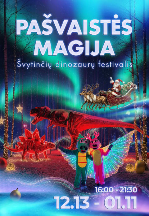 Pirkti bilietus Pašvaistės magija: švytinčių dinozaurų festivalis Klaipėda, Dinozaurų parkas Dino.lt Radailiai Gruodis 13 - Sausis 11