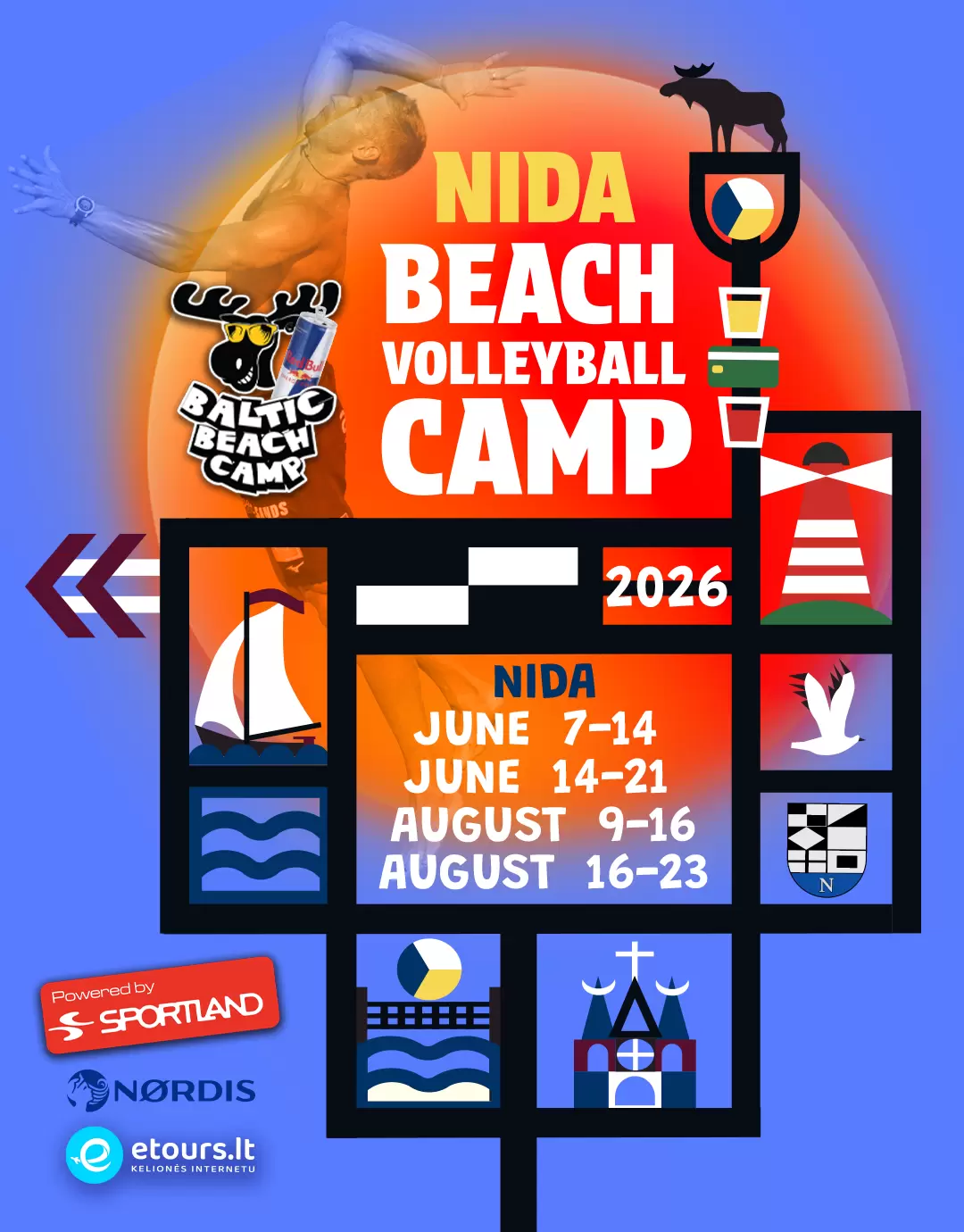 Pirkti bilietus BALTIC BEACH CAMP 2026 – paplūdimio tinklinio ir patyrimų stovykla Nidoje Nida, Nidos centrinis paplūdimys Rugpjūtis 16-23