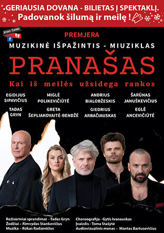Buy tickets Muzikinė išpažintis spektaklis, miuziklas ''Pranašas. Kai iš meilės užsidega rankos'' Skuodas, Skuodo kultūros centras December 21