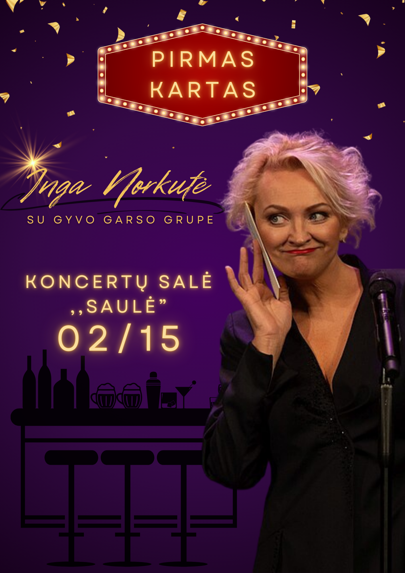 Buy tickets PAKEISTA DATA. PREMJERA! Inga Norkutė | Pirmas kartas Šiauliai, Šiaulių koncertų salė Saulė February 15