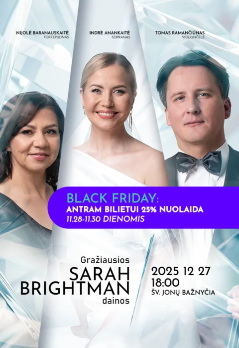 Pirkt biļetes Gražiausios Sarah Brightman dainos | atlieka Indrė Anankaitė Vilnius, Šv. Jonų bažnyčia Decembris 27