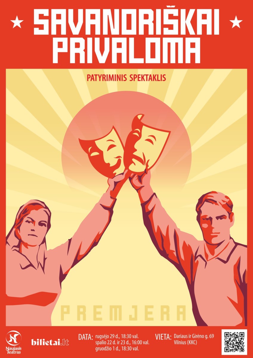 Купить билеты SAVANORIŠKAI PRIVALOMA Interaktyvi absurdo komedija Vilnius, Naujasis teatras Июнь 15