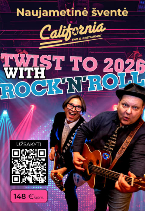 Pirkti bilietus Naujametinė šventė California Bar & Restaurant „TWIST TO 2026 WITH ROCK‘N‘ROLL“ Vilnius, California Tapas & Wine Gruodis 31 - Sausis 01