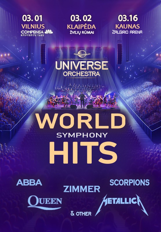 Pirkti bilietus (Kaunas) World Hits Symphony | Universe Orchestra Kaunas, Kauno Žalgirio arena Kovas 16
