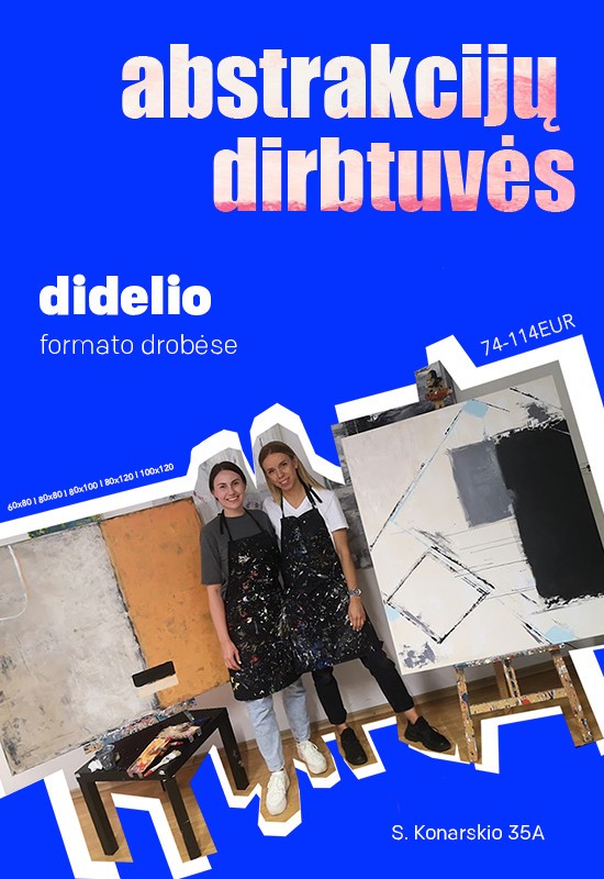 Pirkti bilietus Didelio formato abstrakcijų dirbtuvės Vilnius, Dvi taurės meno tapybos studija - dvaras Vasaris 21