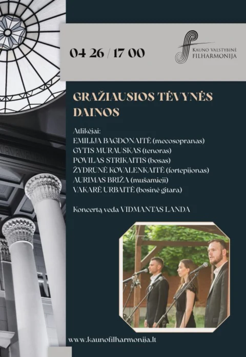 Pirkti bilietus GRAŽIAUSIOS TĖVYNĖS DAINOS Kaunas, Kauno valstybinė filharmonija Balandis 26