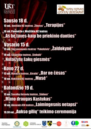 Buy tickets Teatrų festivalis „Gi(y)lių beieškant. Abonementas į 8 spektaklius Utena, Utenos Kamerinis teatras January 18 - April 19