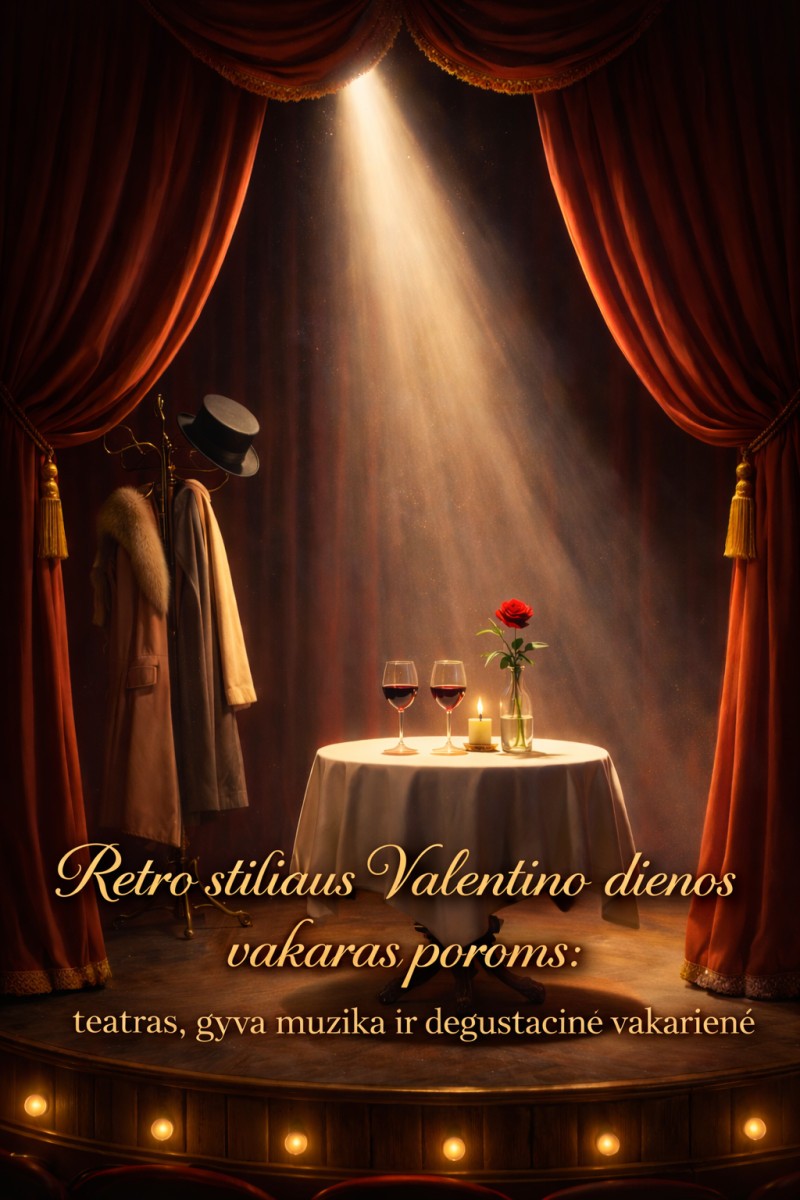 Купить билеты Retro stiliaus Valentino dienos vakaras poroms: teatras, gyva muzika ir degustacinė vakarienė Vilnius, Naujasis teatras Февраль 14